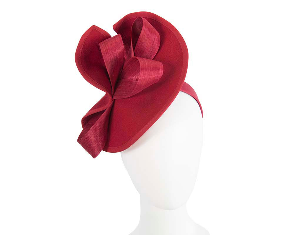Twisted red felt fascinator by Fillies Collection